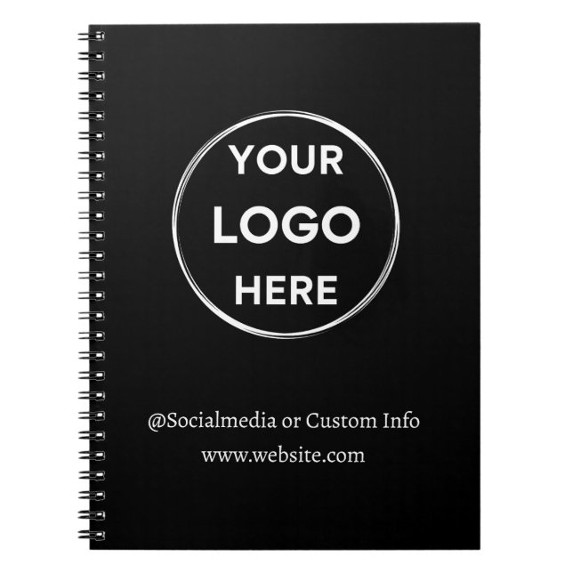 Black Custom Logo Modern Minimalist Business Staff Notebook (Front)