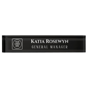 Black Custom Logo   Modern Personalised Desk Sign
