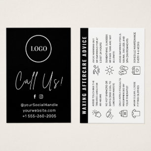 Black Custom Logo Modern Waxing Aftercare Card