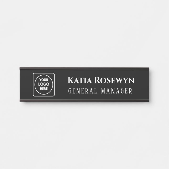 Black Custom Logo | Personalised Office Door sign (Front)