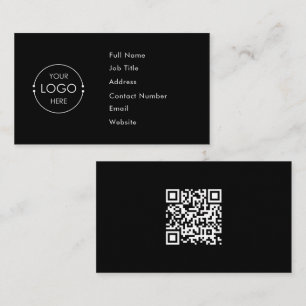 Black Custom Logo QR Code Business Card Template