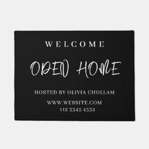 Black Custom Logo   Real Estate Open House Welcome Doormat