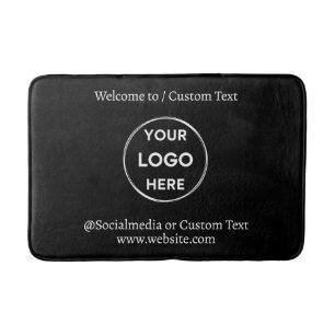 Black Custom Logo Text Modern Minimalist Business Bath Mat