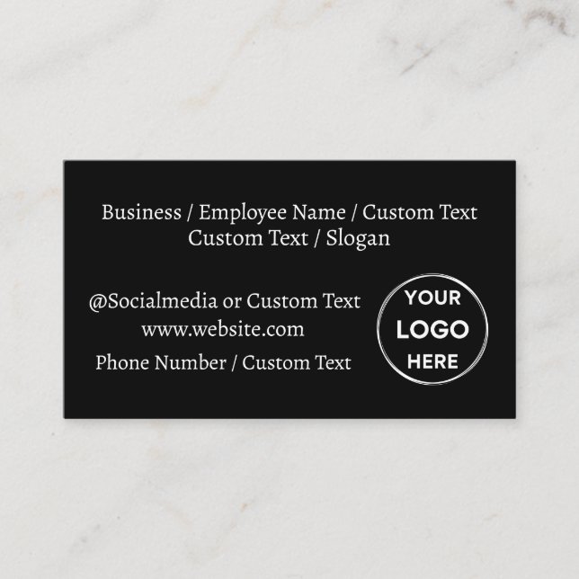 Black Custom Logo Text Modern Minimalist Business Business Card (Front)