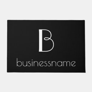 Black Custom Monogram Intial Business Name Doormat