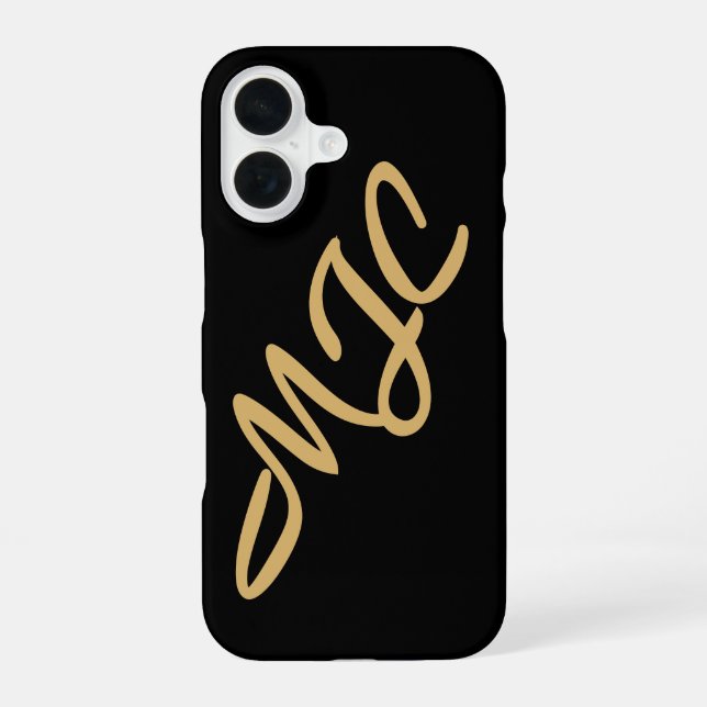 Black Custom Monogram iPhone 16 Case (Back)
