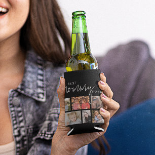 Black Custom Mummy 12 Photo Collage Can Cooler