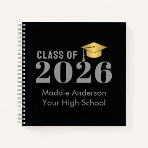 Black Custom Name Graduation Notebook