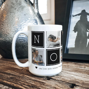 Black   Custom Nonno 5 Photo Colorblock Collage Coffee Mug