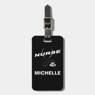 BLACK Custom Nurse Name Luggage Tag