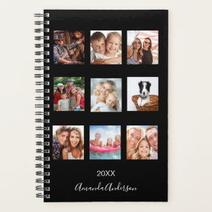 Black custom photo family collage name script planner