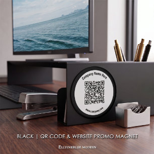 Black Custom QR Code & Website Promo Magnet