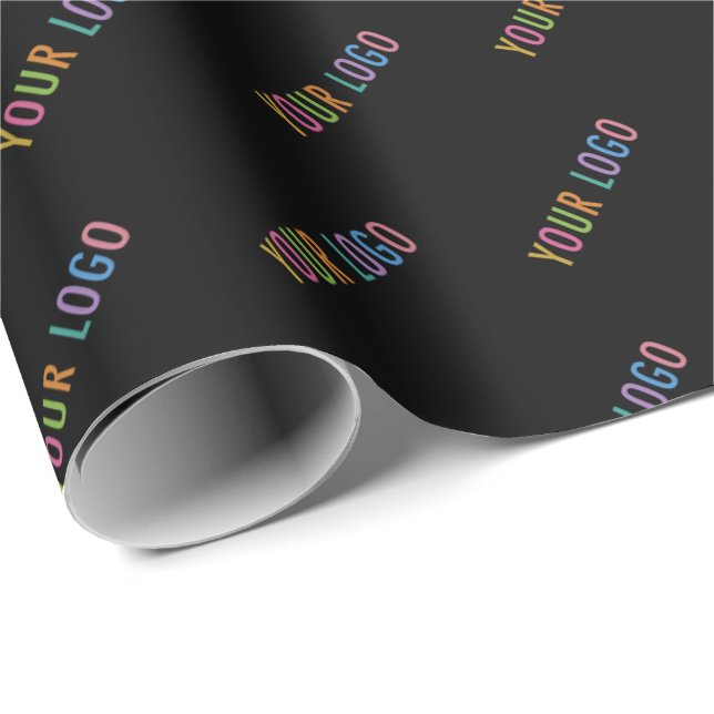 Black Custom Wrapping Paper with Your Company Logo (Roll Corner)