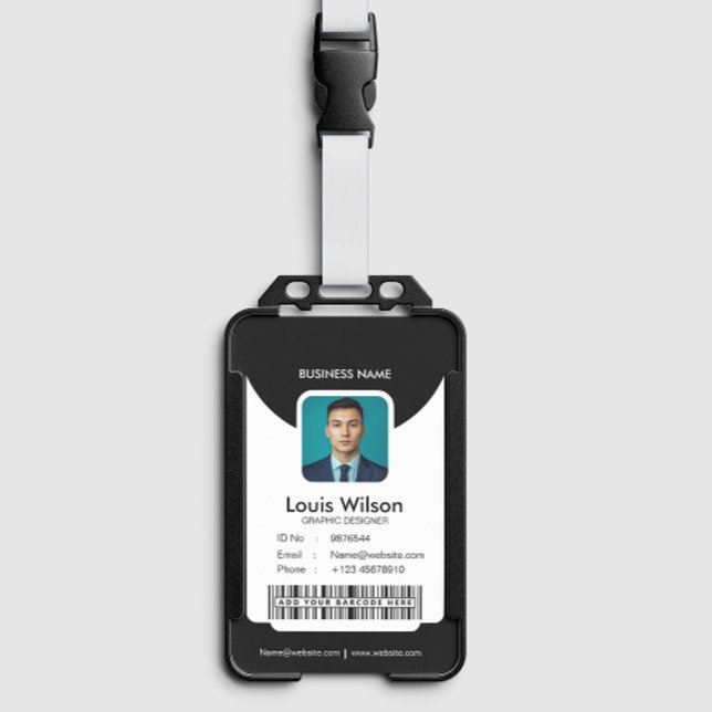 Black | Customisable Employee ID Company Security ID Badge (Creator Uploaded)
