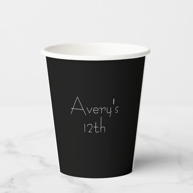 Black Customisable Paper Cup (Front)