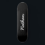 Black Customisable Skateboard<br><div class="desc">Black Customisable Skateboard. An elegant,  black,  trendy skateboard. Personalise with a name of your own. Make a fun gift for yourself or a birthday gift for somebody you love.</div>