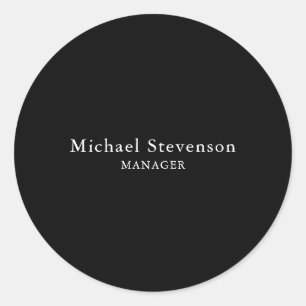 Black Customise Name & Title Profession Classic Round Sticker