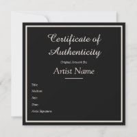 Black Customizable Certificate of Authenticity