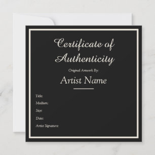 Black Customizable Certificate of Authenticity Card