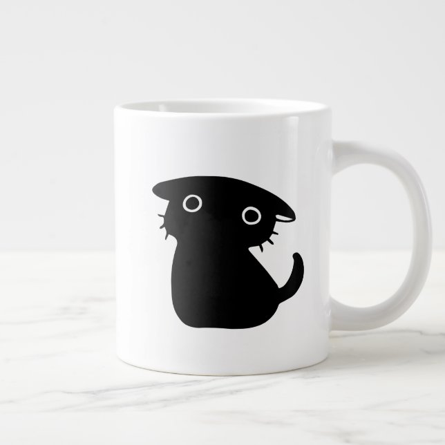 black cute cat large coffee mug (Right)