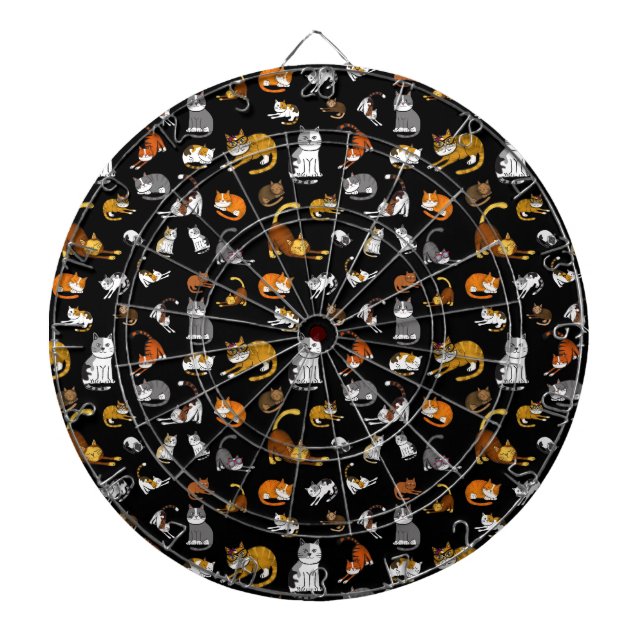 black cute cat pattern design for cat lovers- dartboard (Front)