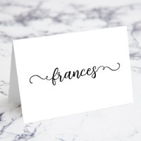 Black Cute Curly Script Name Place Cards