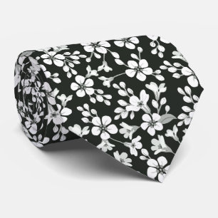 Black cute little floral pattern tie