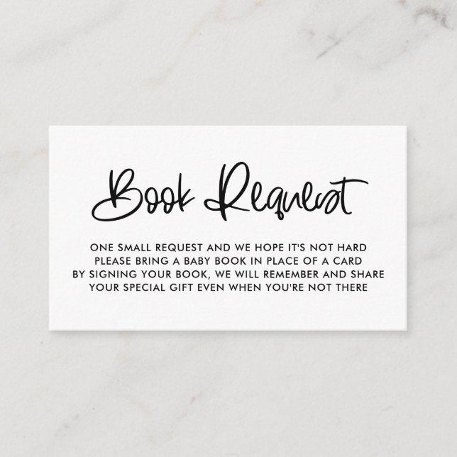 Black Cute Modern Calligraphy Book Request Enclosure Card (Front)