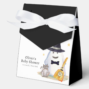 Black Cute Witch Little Boo Ghost Boy Baby Shower Favour Box