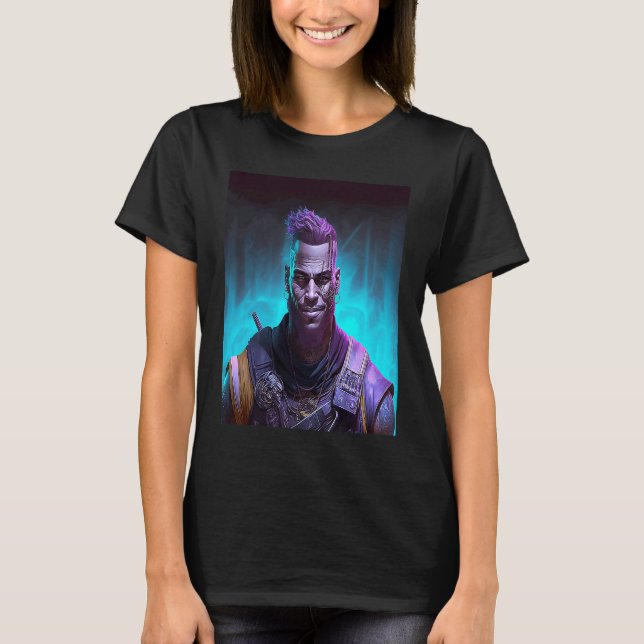 Black Cyberpunk Warrior T-Shirt (Front)