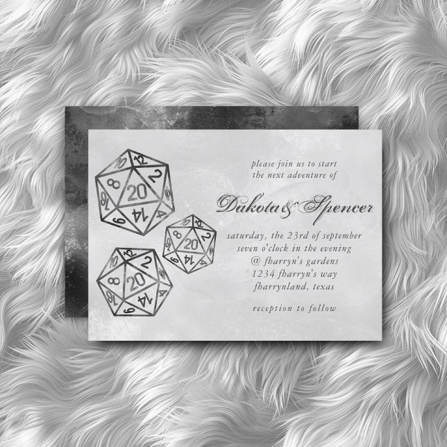 Black D20 Crit | RPG Tabletop Fantasy Dice Wedding Invitation (Creator Uploaded)