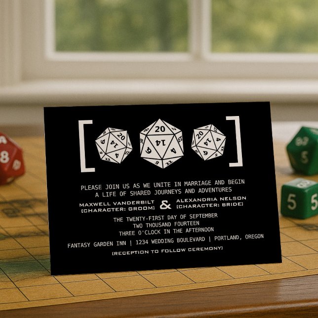 Black D20 Dice Gamer Wedding Invitation (Black D20 Dice Gamer Wedding Invitation)