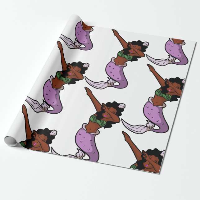 black dabbing mermaid wrapping paper (Unrolled)