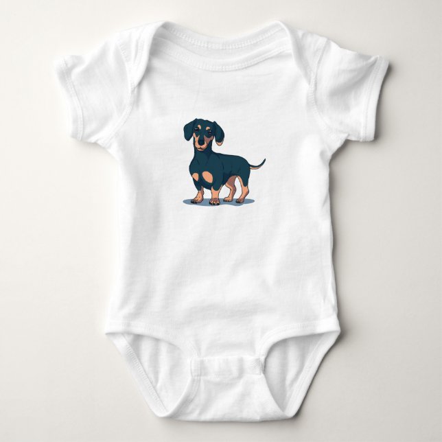 Black Dachshund Baby Bodysuit (Front)