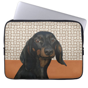 Black Dachshund Dog Portrait Dog Lovers Laptop Sleeve