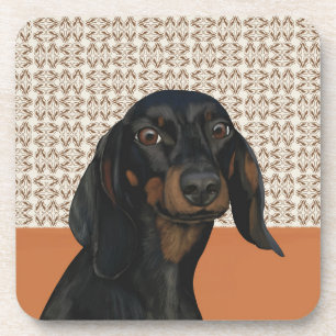 Black Dachshund Dog Portrait For Dog Lovers Coaster