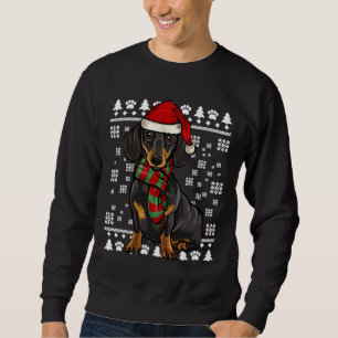 Black Dachshund Dog Santa Hat Xmas Sweatshirt