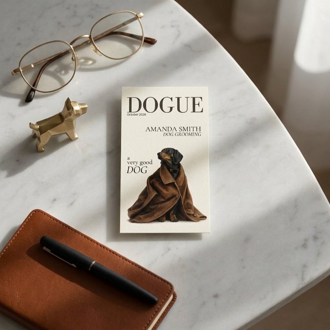 Black Dachshund Elegant Dogue Business Card (Creator Uploaded)