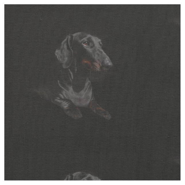 black dachshund fabric (Close Up)