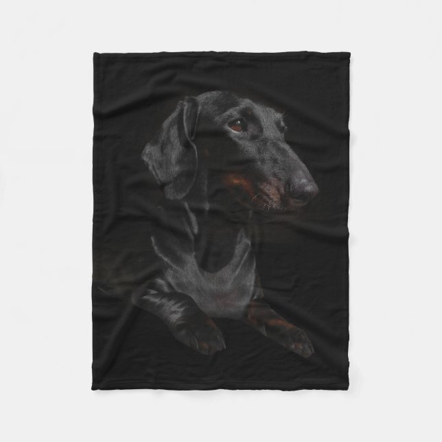 black dachshund fleece blanket (Front)