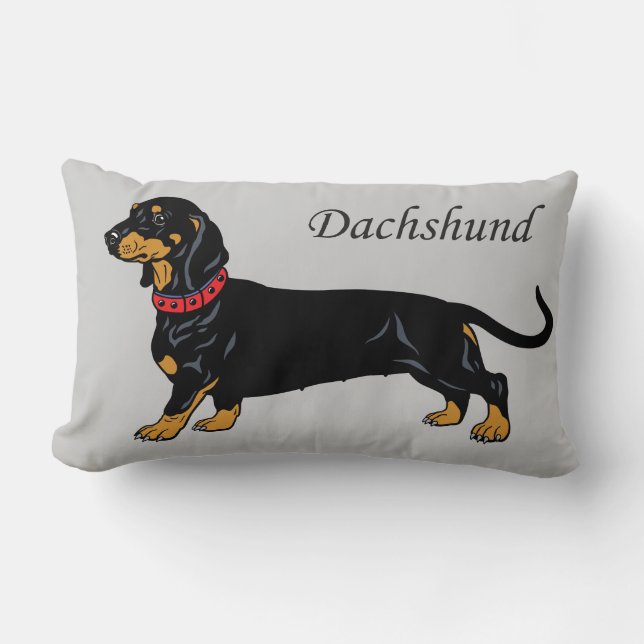 black dachshund lumbar cushion (Front)