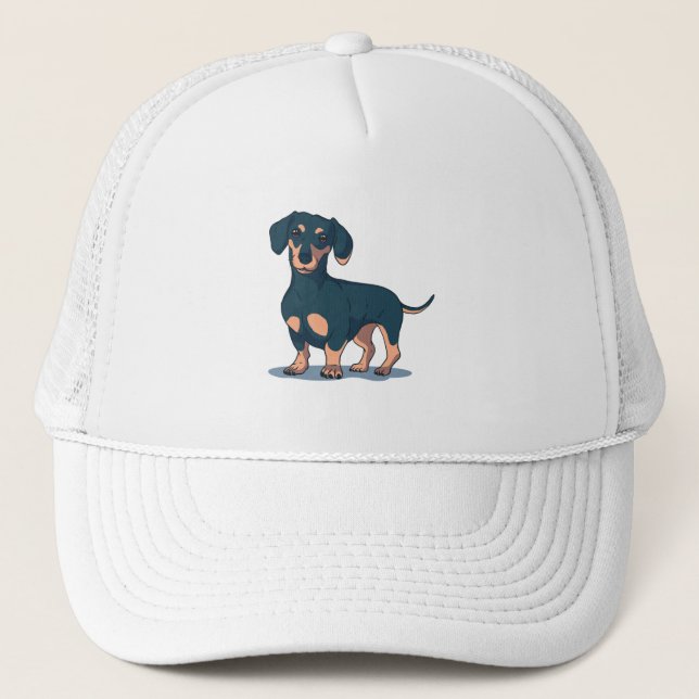 Black Dachshund Trucker Hat (Front)
