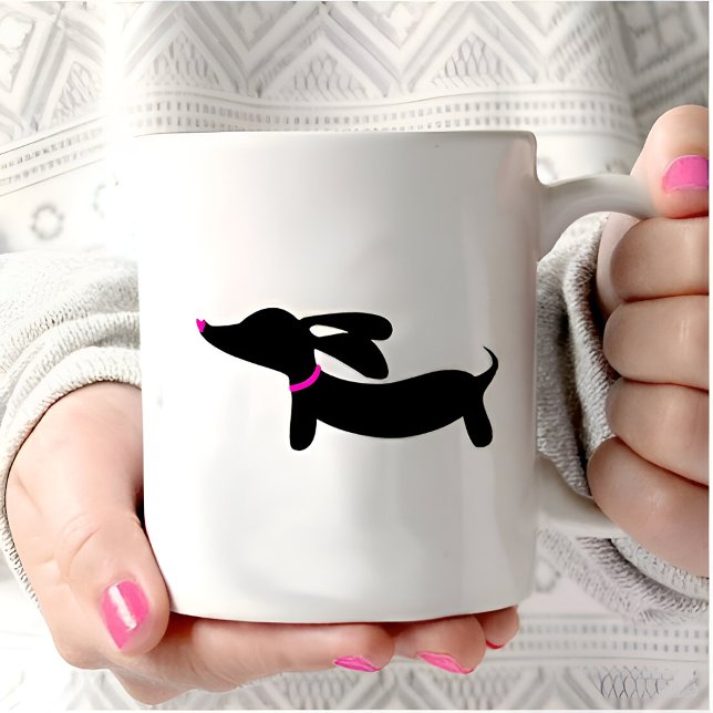 Black Dachshund Wiener Dog Coffee Travel Mug (Creator Uploaded)