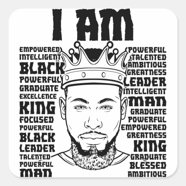 Black Dad Melanin Christian Man Faithful Bruh Square Sticker (Front)