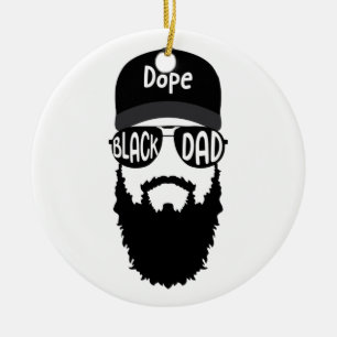 Black Dad With Beard Father's Day Ceramic Tree Decoration