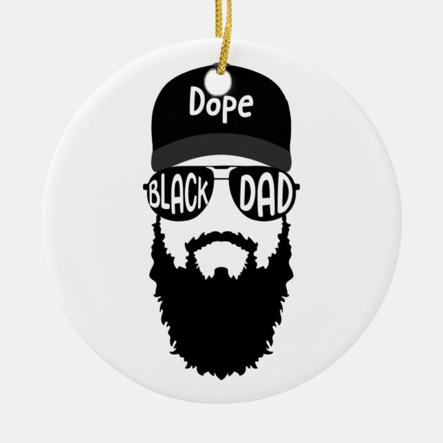 Black Dad With Beard Father's Day Ceramic Tree Decoration (Front)
