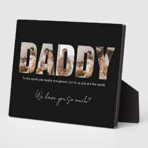 Black Daddy Photo Collage Message Father's Day Plaque