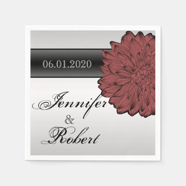 Black Dahlia Posh Wedding Napkins (Front)