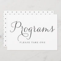 Black Dainty Script Wedding Programs Sign