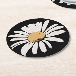 Black Daisy Floral Coaster